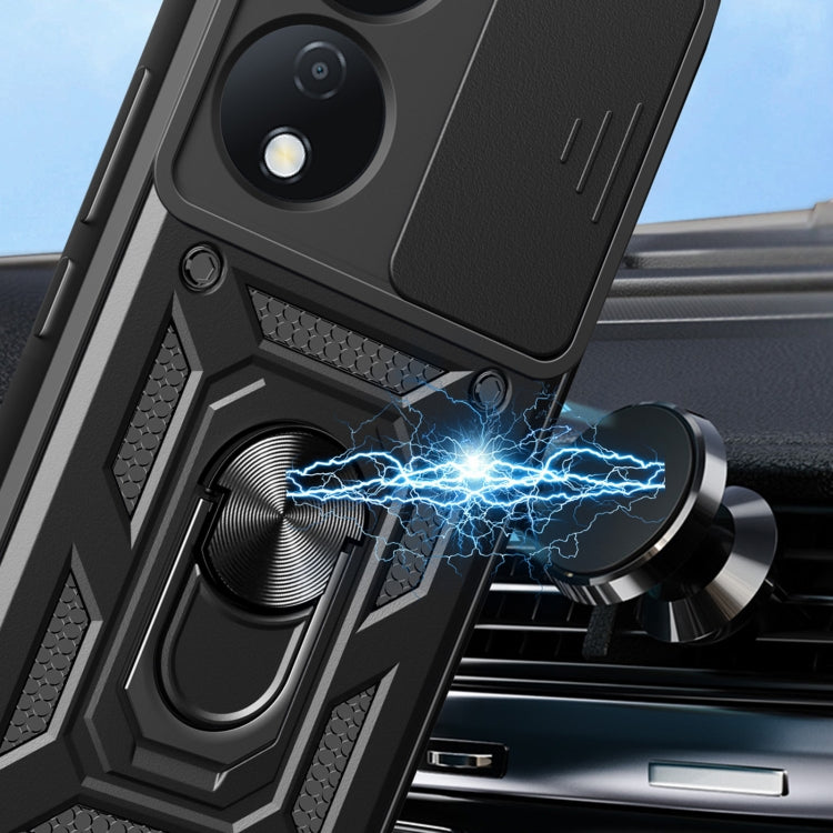 For Honor X7b Sliding Camera Cover Design TPU+PC Phone Case(Black) - Honor Cases by PMC TechLife | Online Shopping South Africa | PMC TechLife | Buy Now Pay Later Mobicred