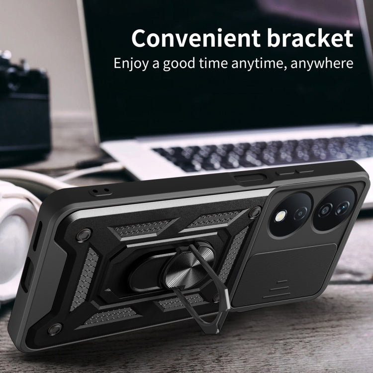 For Honor X7b Sliding Camera Cover Design TPU+PC Phone Case(Black) - Honor Cases by PMC TechLife | Online Shopping South Africa | PMC TechLife | Buy Now Pay Later Mobicred