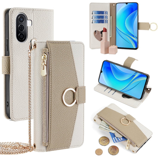 For Huawei nova Y70 Plus / Y70 4G Crossbody Litchi Texture Leather Phone Case(White) - Huawei Cases by PMC Jewellery | Online Shopping South Africa | PMC Jewellery | Buy Now Pay Later Mobicred