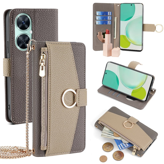 For Huawei Enjoy 60 Pro/Nova 11i/Maimang 20 Crossbody Litchi Texture Leather Phone Case(Grey) - Huawei Cases by PMC Jewellery | Online Shopping South Africa | PMC Jewellery | Buy Now Pay Later Mobicred