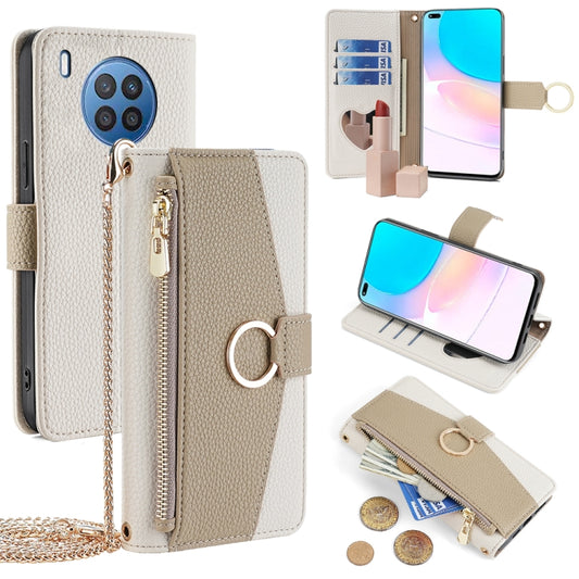 For Huawei nova 8i Crossbody Litchi Texture Leather Phone Case(White) - Huawei Cases by PMC Jewellery | Online Shopping South Africa | PMC Jewellery | Buy Now Pay Later Mobicred