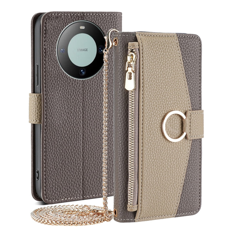 For Huawei Mate 60 Crossbody Litchi Texture Leather Phone Case(Grey) - Huawei Cases by PMC TechLife | Online Shopping South Africa | PMC TechLife | Buy Now Pay Later Mobicred