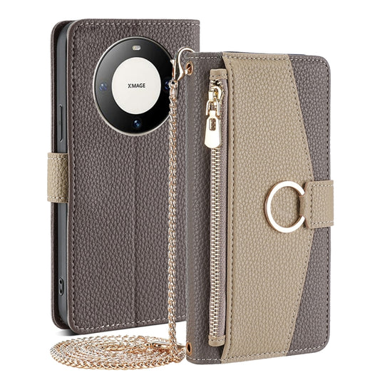 For Huawei Mate 60 Pro / Mate 60 Pro+ Crossbody Litchi Texture Leather Phone Case(Grey) - Huawei Cases by PMC Jewellery | Online Shopping South Africa | PMC Jewellery | Buy Now Pay Later Mobicred