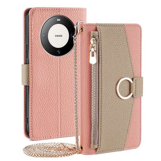 For Huawei Mate 60 Pro / Mate 60 Pro+ Crossbody Litchi Texture Leather Phone Case(Pink) - Huawei Cases by PMC Jewellery | Online Shopping South Africa | PMC Jewellery | Buy Now Pay Later Mobicred