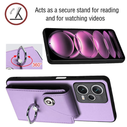 For Xiaomi Redmi Note 12 Pro 5G Global Organ Card Bag Ring Holder PU Phone Case(Purple) - Xiaomi Cases by PMC Jewellery | Online Shopping South Africa | PMC Jewellery | Buy Now Pay Later Mobicred