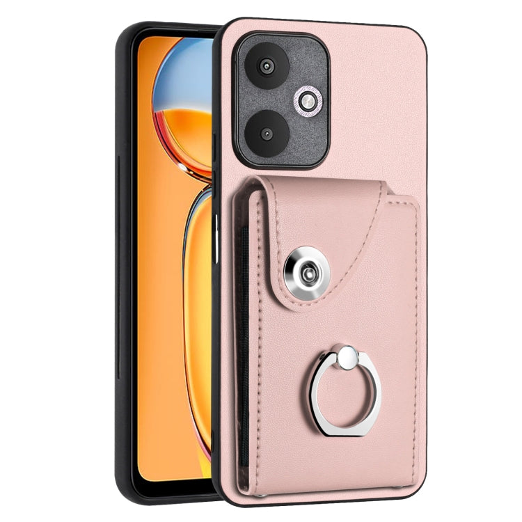 For Xiaomi Redmi 13C 5G / Redmi 13R Organ Card Bag Ring Holder PU Phone Case(Pink) - 13C Cases by PMC Jewellery | Online Shopping South Africa | PMC Jewellery | Buy Now Pay Later Mobicred