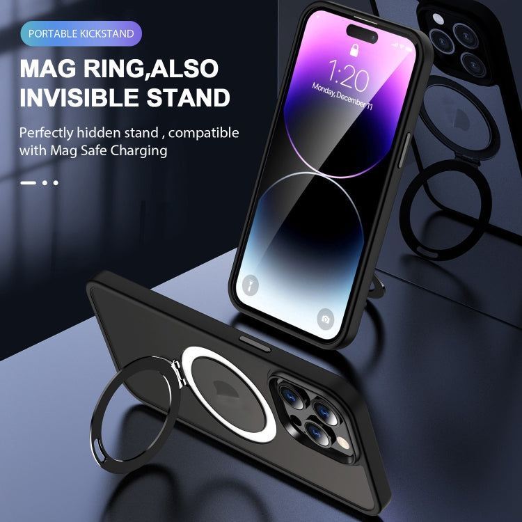 For iPhone 15 Pro MagSafe Holder Skin-feel PC Hybrid TPU Phone Case(Black) - iPhone 15 Pro Cases by PMC TechLife | Online Shopping South Africa | PMC TechLife
