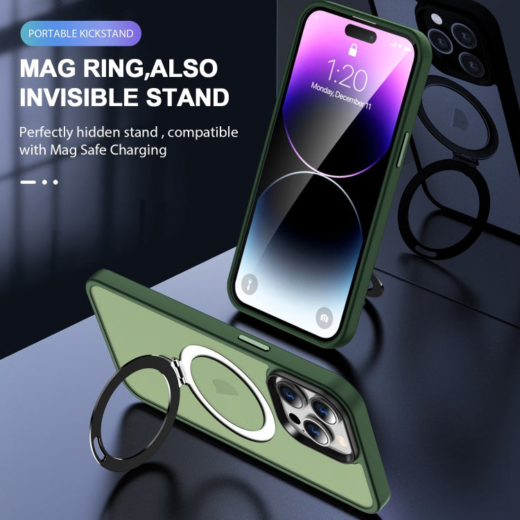 For iPhone 15 Plus MagSafe Holder Skin-feel PC Hybrid TPU Phone Case(Green) - iPhone 15 Plus Cases by PMC TechLife | Online Shopping South Africa | PMC TechLife
