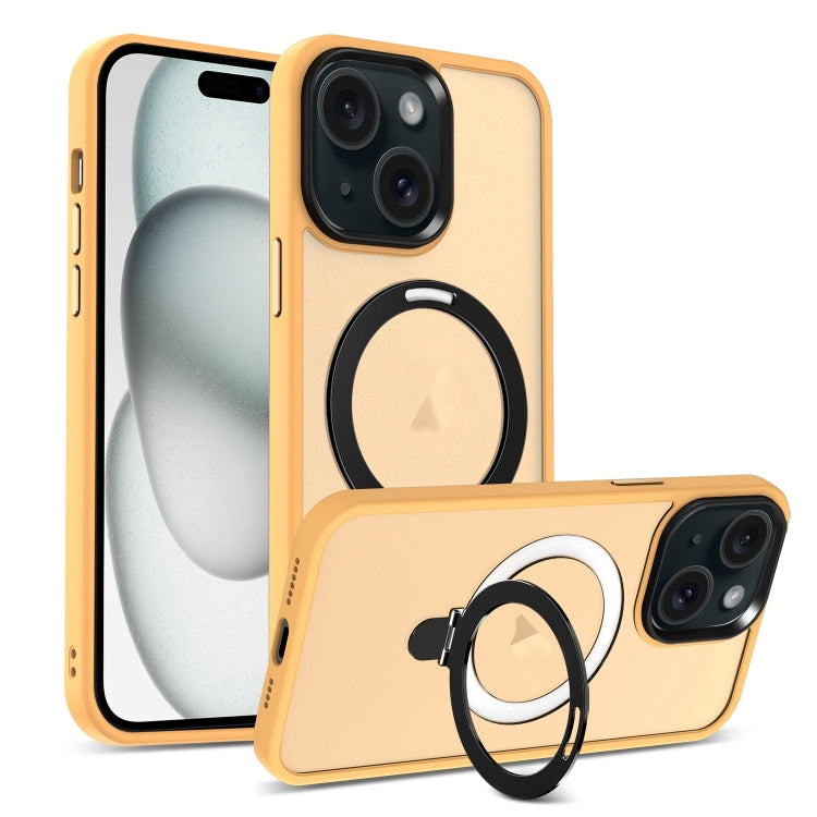 For iPhone 15 Skin-feel MagSafe Holder PC Hybrid TPU Phone Case(Orange) - iPhone 15 Cases by PMC TechLife | Online Shopping South Africa | PMC TechLife | Buy Now Pay Later Mobicred