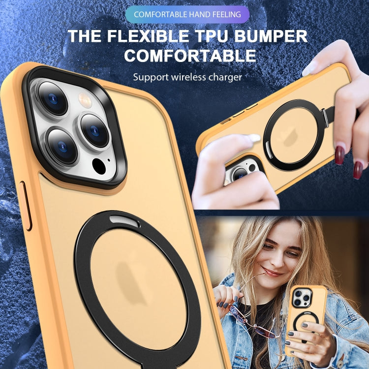For iPhone 15 Skin-feel MagSafe Holder PC Hybrid TPU Phone Case(Orange) - iPhone 15 Cases by PMC TechLife | Online Shopping South Africa | PMC TechLife | Buy Now Pay Later Mobicred