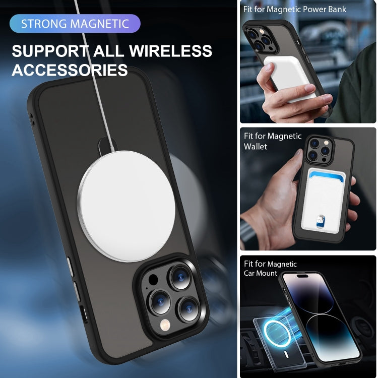 For iPhone 15 MagSafe Holder Skin-feel PC Hybrid TPU Phone Case(Black) - iPhone 15 Cases by PMC TechLife | Online Shopping South Africa | PMC TechLife