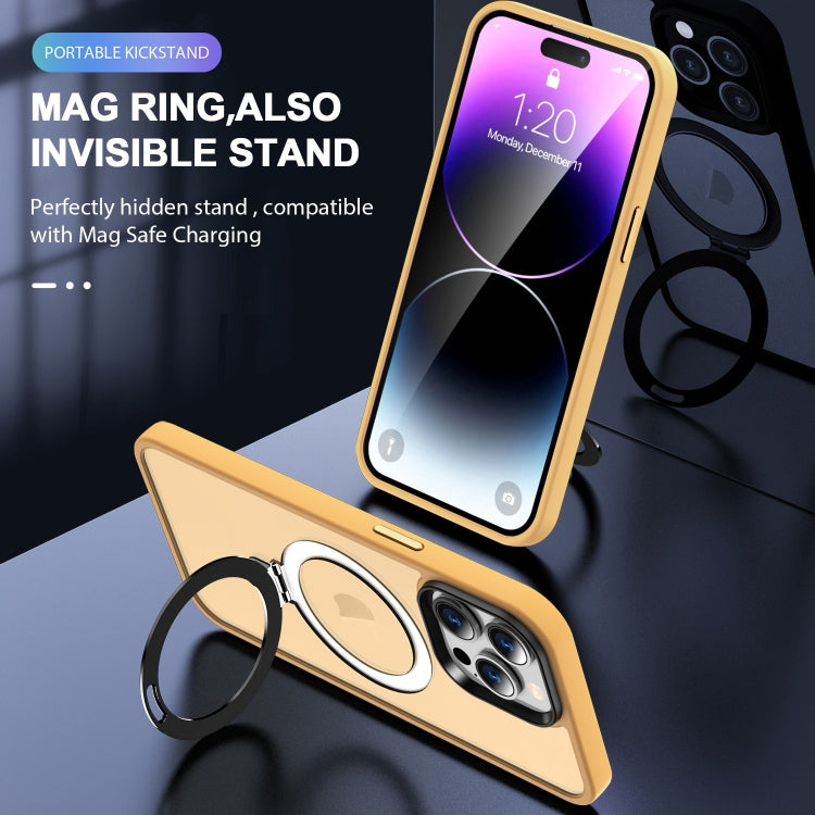 For iPhone 14 MagSafe Holder Skin-feel PC Hybrid TPU Phone Case(Orange) - iPhone 14 Cases by PMC TechLife | Online Shopping South Africa | PMC TechLife