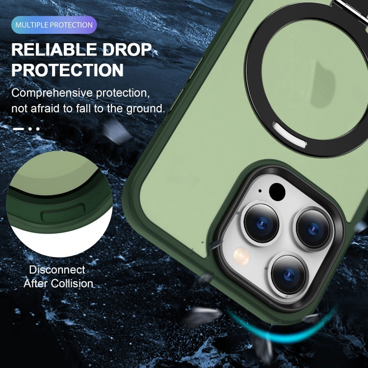 For iPhone 13 Pro Skin-feel MagSafe Holder PC Hybrid TPU Phone Case(Green) - iPhone 13 Pro Cases by PMC TechLife | Online Shopping South Africa | PMC TechLife | Buy Now Pay Later Mobicred