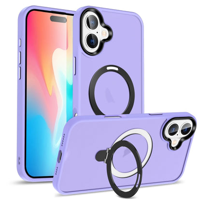 For iPhone 16 Plus Skin-feel MagSafe Holder PC Hybrid TPU Phone Case(Purple) - iPhone 16 Plus Cases by PMC Jewellery | Online Shopping South Africa | PMC Jewellery | Buy Now Pay Later Mobicred