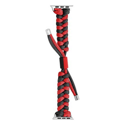 For Apple Watch Ultra 2 49mm Paracord Fishtail Braided Silicone Bead Watch Band(Black Red) - Watch Bands by PMC Jewellery | Online Shopping South Africa | PMC Jewellery | Buy Now Pay Later Mobicred