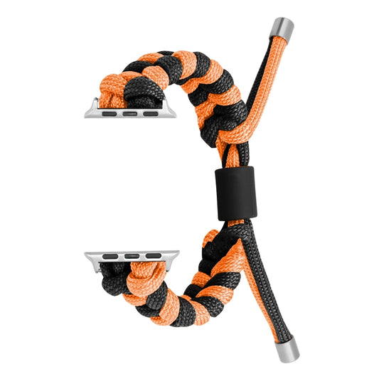 For Apple Watch Ultra 49mm Paracord Fishtail Braided Silicone Bead Watch Band(Black Orange) - Watch Bands by PMC Jewellery | Online Shopping South Africa | PMC Jewellery | Buy Now Pay Later Mobicred