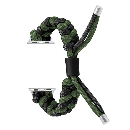 For Apple Watch Ultra 49mm Paracord Fishtail Braided Silicone Bead Watch Band(Black Army Green) - Watch Bands by PMC Jewellery | Online Shopping South Africa | PMC Jewellery | Buy Now Pay Later Mobicred