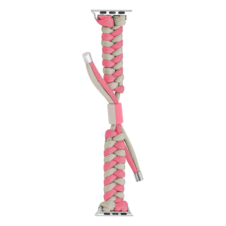 For Apple Watch Ultra 49mm Paracord Fishtail Braided Silicone Bead Watch Band(Pink Grey) - Watch Bands by PMC Jewellery | Online Shopping South Africa | PMC Jewellery | Buy Now Pay Later Mobicred