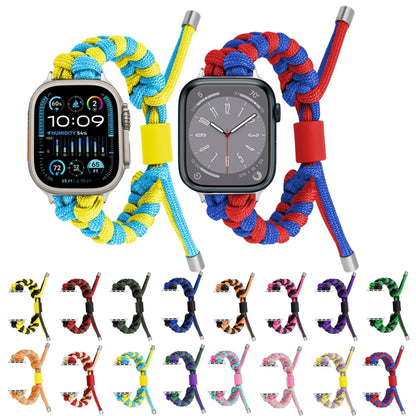 For Apple Watch Ultra 49mm Paracord Fishtail Braided Silicone Bead Watch Band(Black Blue) - Watch Bands by PMC Jewellery | Online Shopping South Africa | PMC Jewellery | Buy Now Pay Later Mobicred