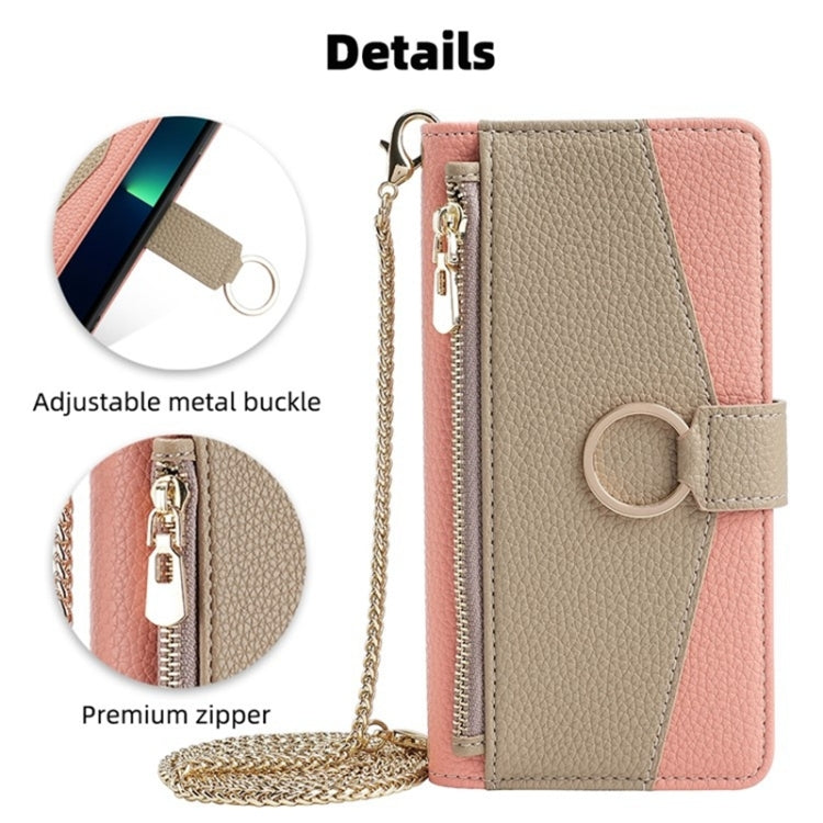 For Sharp Aquos Sense7 Plus Crossbody Litchi Texture Leather Phone Case(Pink) - More Brand by PMC TechLife | Online Shopping South Africa | PMC TechLife | Buy Now Pay Later Mobicred