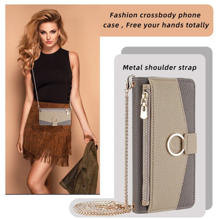 For Sharp Aquos R9 Crossbody Litchi Texture Leather Phone Case(Grey) - More Brand by PMC TechLife | Online Shopping South Africa | PMC TechLife | Buy Now Pay Later Mobicred