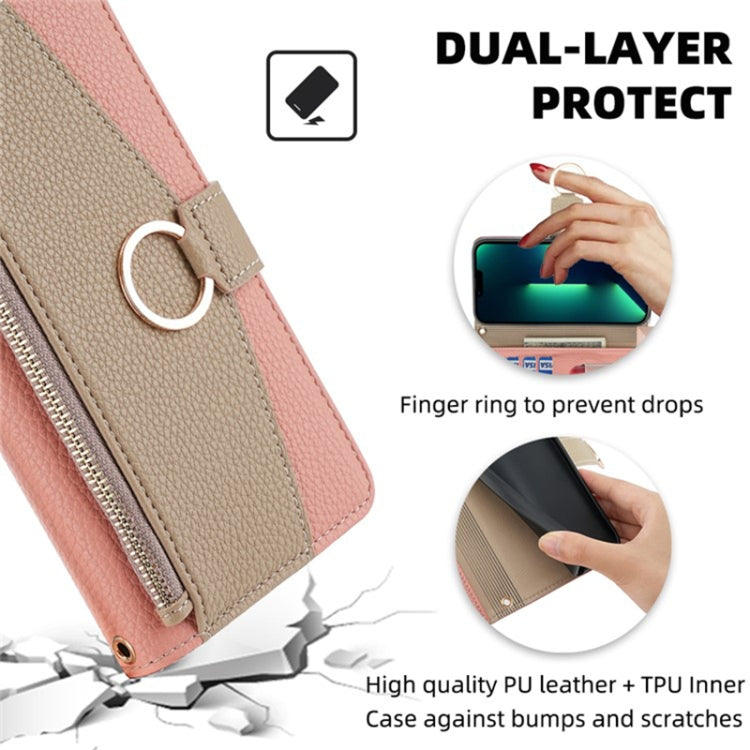 For Sharp Aquos wish4 Crossbody Litchi Texture Leather Phone Case(Pink) - More Brand by PMC TechLife | Online Shopping South Africa | PMC TechLife | Buy Now Pay Later Mobicred