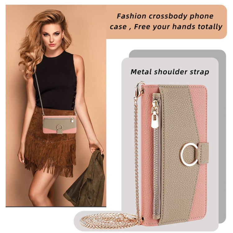 For Sharp Aquos wish4 Crossbody Litchi Texture Leather Phone Case(Pink) - More Brand by PMC TechLife | Online Shopping South Africa | PMC TechLife | Buy Now Pay Later Mobicred