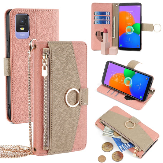 For TCL 403 Crossbody Litchi Texture Leather Phone Case(Pink) - More Brand by PMC Jewellery | Online Shopping South Africa | PMC Jewellery | Buy Now Pay Later Mobicred