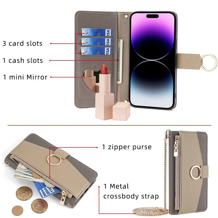 For Google Pixel 8a Crossbody Litchi Texture Leather Phone Case(Grey) - Google Cases by PMC TechLife | Online Shopping South Africa | PMC TechLife | Buy Now Pay Later Mobicred