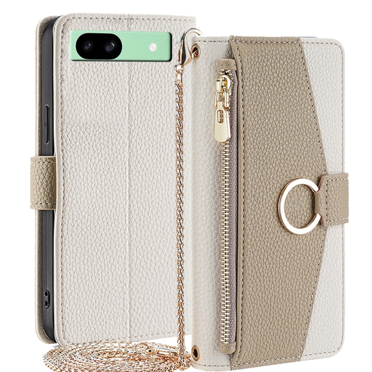 For Google Pixel 8a Crossbody Litchi Texture Leather Phone Case(White) - Google Cases by PMC TechLife | Online Shopping South Africa | PMC TechLife | Buy Now Pay Later Mobicred