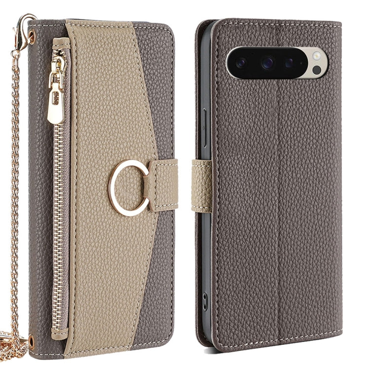 For Google Pixel 9 Crossbody Litchi Texture Leather Phone Case(Grey) - Google Cases by PMC TechLife | Online Shopping South Africa | PMC TechLife | Buy Now Pay Later Mobicred