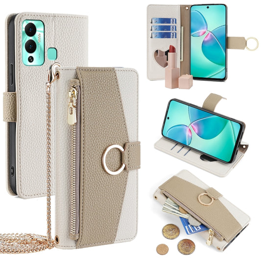 For Infinix Hot 12 Play Crossbody Litchi Texture Leather Phone Case(White) - Infinix Cases by PMC Jewellery | Online Shopping South Africa | PMC Jewellery | Buy Now Pay Later Mobicred