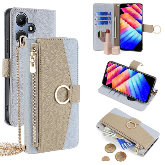 For Infinix Hot 30i 4G Crossbody Litchi Texture Leather Phone Case(Blue) - Infinix Cases by PMC Jewellery | Online Shopping South Africa | PMC Jewellery | Buy Now Pay Later Mobicred