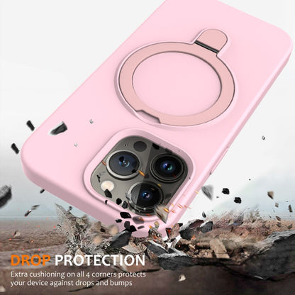 For iPhone 12 Pro Max MagSafe Magnetic Liquid Silicone Phone Case with Ring Holder(Grey Pink) - iPhone 12 Pro Max Cases by PMC Jewellery | Online Shopping South Africa | PMC Jewellery