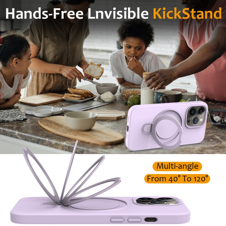 For iPhone 13 Pro MagSafe Magnetic Liquid Silicone Phone Case with Ring Holder(Lilac Purple) - iPhone 13 Pro Cases by PMC TechLife | Online Shopping South Africa | PMC TechLife
