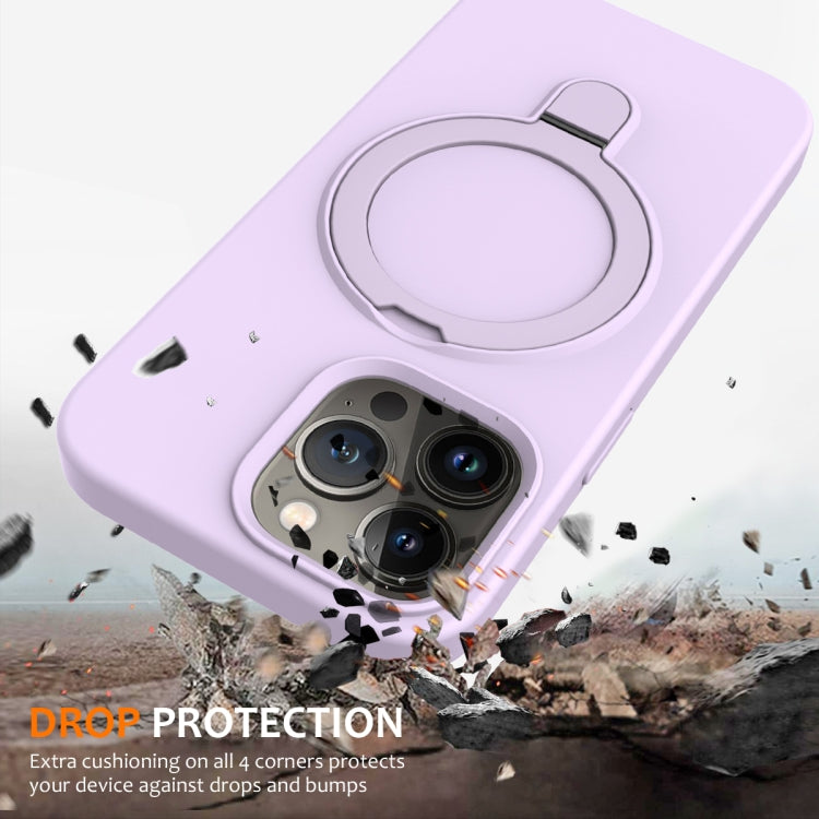 For iPhone 13 Pro MagSafe Magnetic Liquid Silicone Phone Case with Ring Holder(Lilac Purple) - iPhone 13 Pro Cases by PMC TechLife | Online Shopping South Africa | PMC TechLife