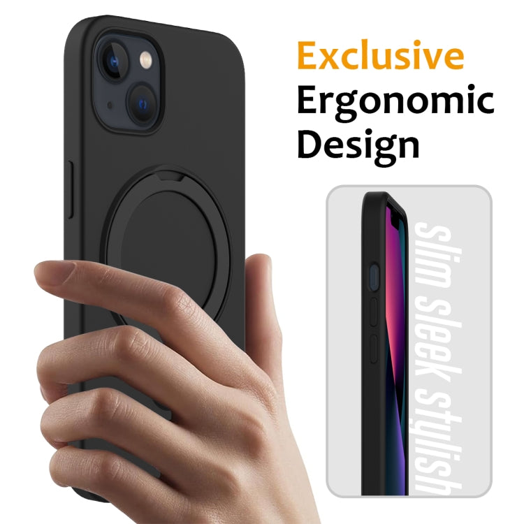 For iPhone 14 MagSafe Magnetic Liquid Silicone Phone Case with Ring Holder(Black) - iPhone 14 Cases by PMC TechLife | Online Shopping South Africa | PMC TechLife