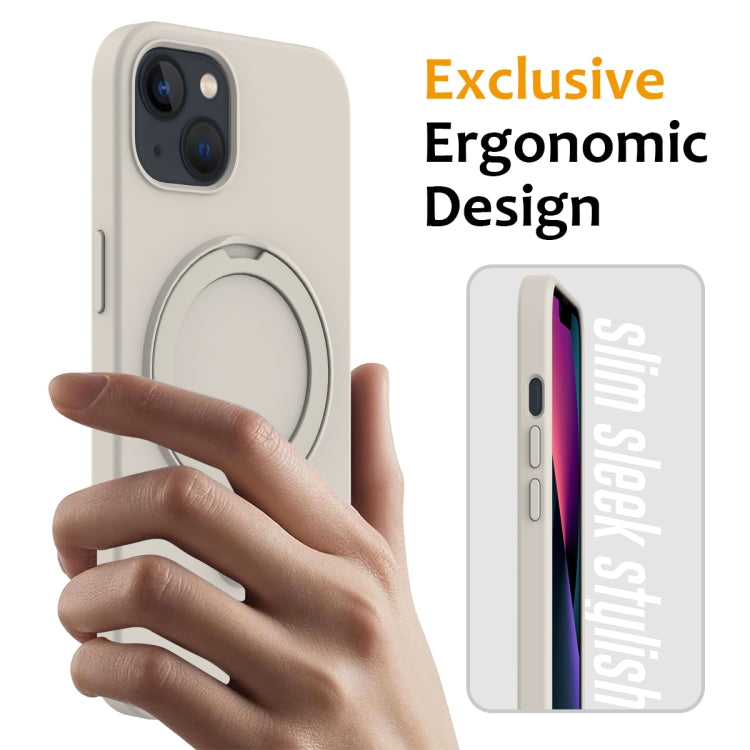 For iPhone 15 MagSafe Magnetic Liquid Silicone Phone Case with Ring Holder(White) - iPhone 15 Cases by PMC TechLife | Online Shopping South Africa | PMC TechLife