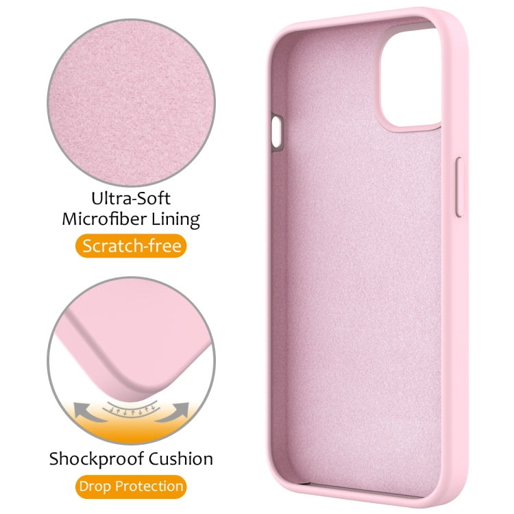 For iPhone 15 MagSafe Magnetic Liquid Silicone Phone Case with Ring Holder(Grey Pink) - iPhone 15 Cases by PMC TechLife | Online Shopping South Africa | PMC TechLife