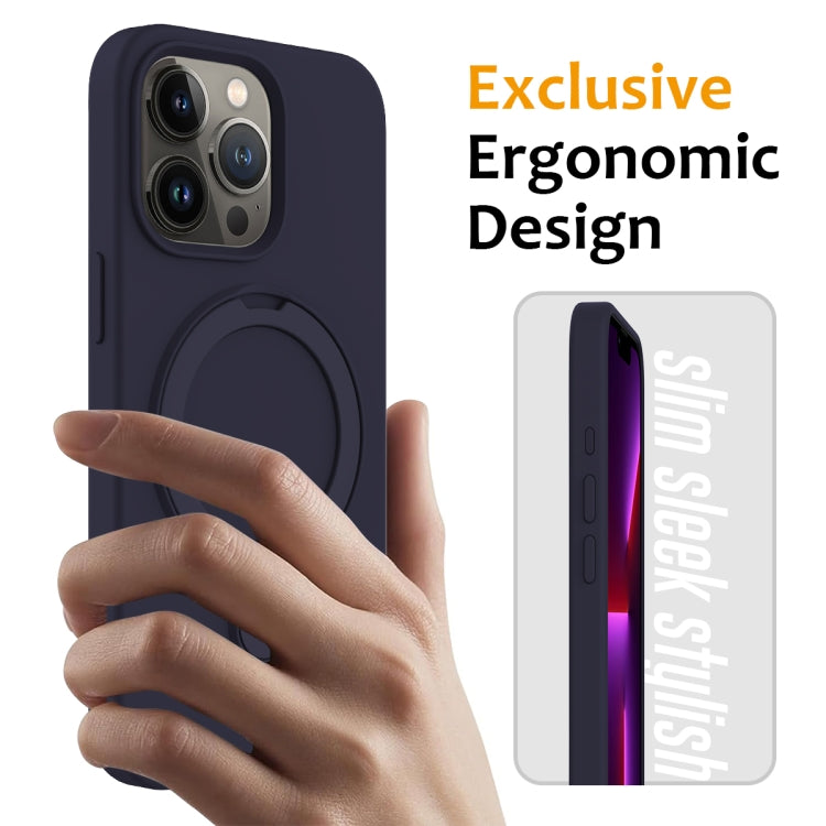 For iPhone 15 Pro MagSafe Magnetic Liquid Silicone Phone Case with Ring Holder(Midnight Blue) - iPhone 15 Pro Cases by PMC TechLife | Online Shopping South Africa | PMC TechLife
