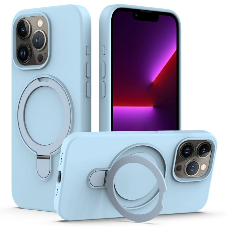 For iPhone 15 Pro MagSafe Magnetic Liquid Silicone Phone Case with Ring Holder(Sky Blue) - iPhone 15 Pro Cases by PMC Jewellery | Online Shopping South Africa | PMC Jewellery