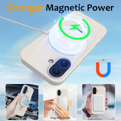 For iPhone 16 Liquid Silicone MagSafe Magnetic Phone Case with Ring Holder(Antique White) - iPhone 16 Cases by PMC Jewellery | Online Shopping South Africa | PMC Jewellery | Buy Now Pay Later Mobicred