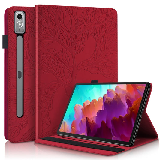 For Lenovo Tab P12 / Xiaoxin Pad Pro 12.7 2023 Life Tree Series Horizontal Flip Leather Tablet Case(Red) - Lenovo by PMC Jewellery | Online Shopping South Africa | PMC Jewellery | Buy Now Pay Later Mobicred