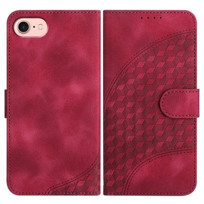 For iPhone SE 2024 YX0060 Elephant Head Embossed Phone Leather Case with Lanyard(Rose Red) - More iPhone Cases by PMC Jewellery | Online Shopping South Africa | PMC Jewellery | Buy Now Pay Later Mobicred