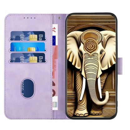 For iPhone 16 Pro Max YX0060 Elephant Head Embossed Phone Leather Case with Lanyard(Light Purple) - iPhone 16 Pro Max Cases by PMC Jewellery | Online Shopping South Africa | PMC Jewellery | Buy Now Pay Later Mobicred