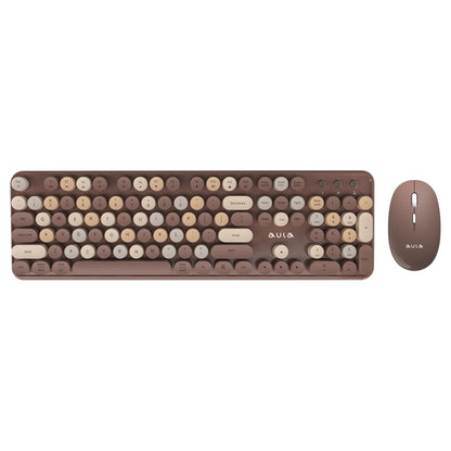 AULA AC306 104 Keys Retro Wireless Keyboard + Mouse Combo Set(Coffee Colorful) - Wireless Keyboard by AULA | Online Shopping South Africa | PMC Jewellery | Buy Now Pay Later Mobicred