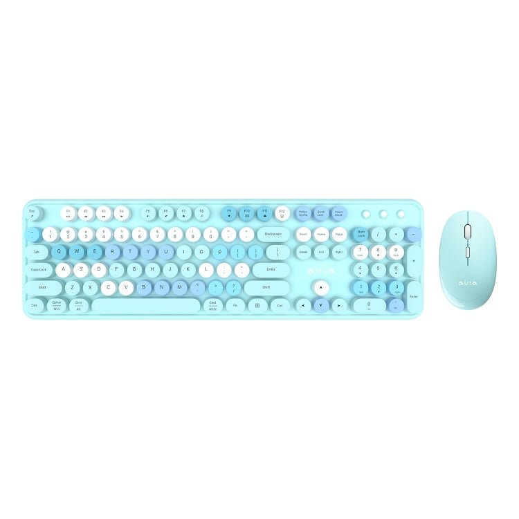 AULA AC306 104 Keys Retro Wireless Keyboard + Mouse Combo Set(Blue Colorful) - Wireless Keyboard by AULA | Online Shopping South Africa | PMC Jewellery | Buy Now Pay Later Mobicred