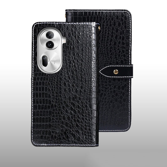 For OPPO Reno11 Pro 5G Global idewei Crocodile Texture Leather Phone Case(Black) - Reno11 Pro Cases by idewei | Online Shopping South Africa | PMC Jewellery | Buy Now Pay Later Mobicred