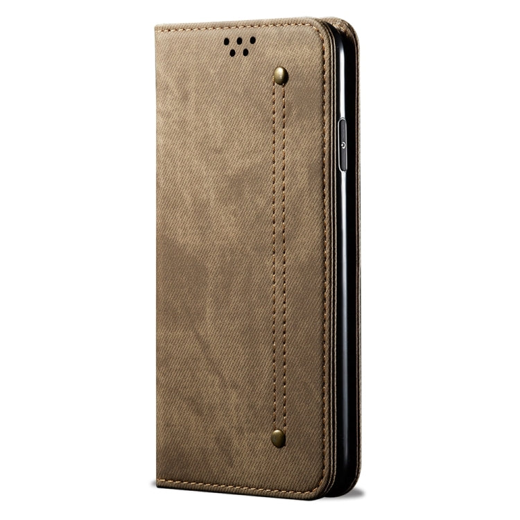 For Motorola Edge 50 Fusion Denim Texture Flip Leather Phone Case(Khaki) - free shipping - PMC TechLife - Order now!