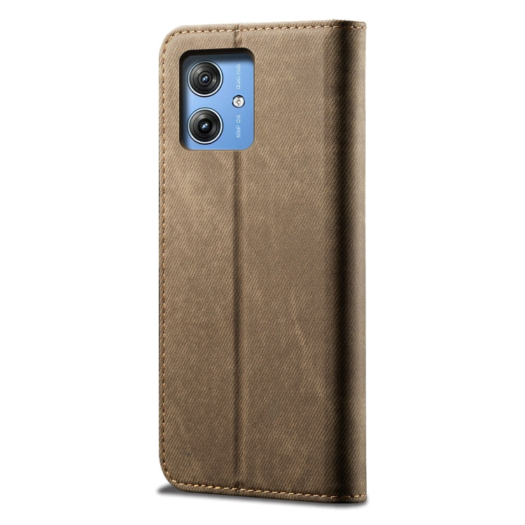 For Motorola Moto G64 5G Global Denim Texture Flip Leather Phone Case(Khaki) - free shipping - PMC TechLife - Order now!